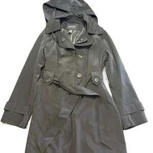 London Fog Womens Single Breasted Hooded  Trench Coat